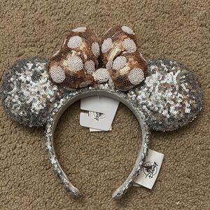 Disney Sequin Minnie Mouse Ears Headband - Silver and Rose Gold